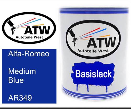 Alfa-Romeo, Medium Blue, AR349: 1L Lackdose, von ATW Autoteile West.